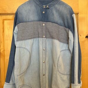 Free People MOTO Color Block shirt in Blue